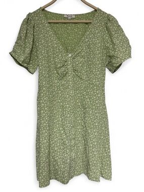 Madewell Green Floral Button-Front Dress